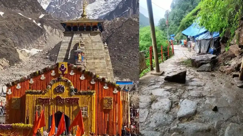 केदारनाथ मंदिर ३ मृत्यू Kedarnath temple footpath mountain collapse, terrible accident 3 dead