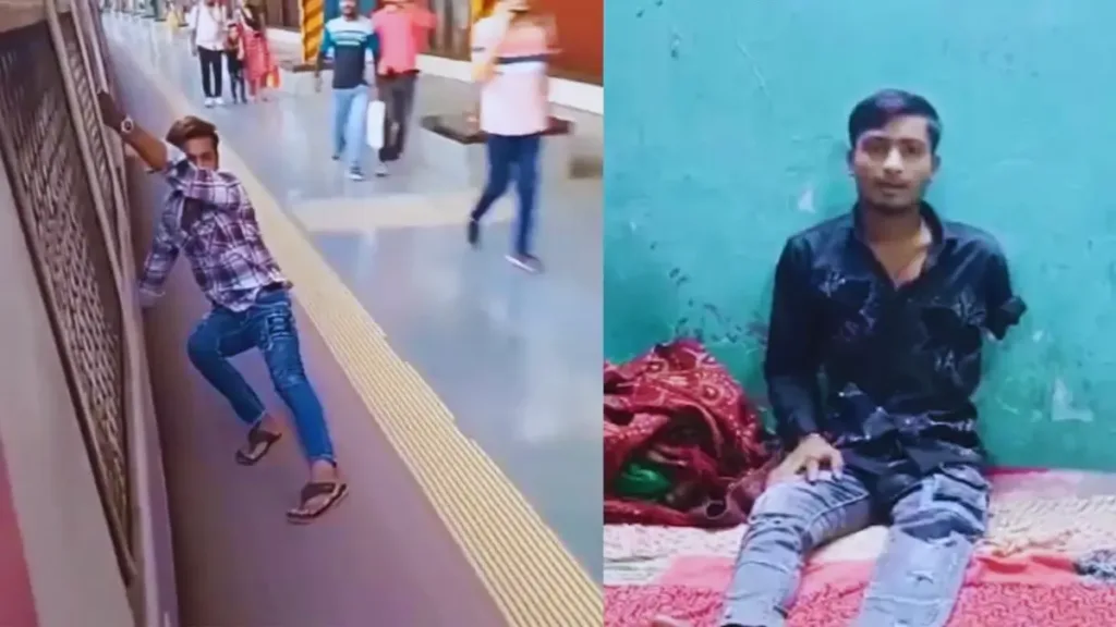 मुंबई रेल्वे स्टंट Video of Mumbai youth doing stunt at railway station goes viral, loses arm and leg in accident