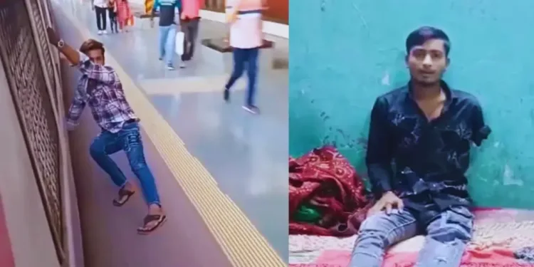 मुंबई रेल्वे स्टंट Video of Mumbai youth doing stunt at railway station goes viral, loses arm and leg in accident